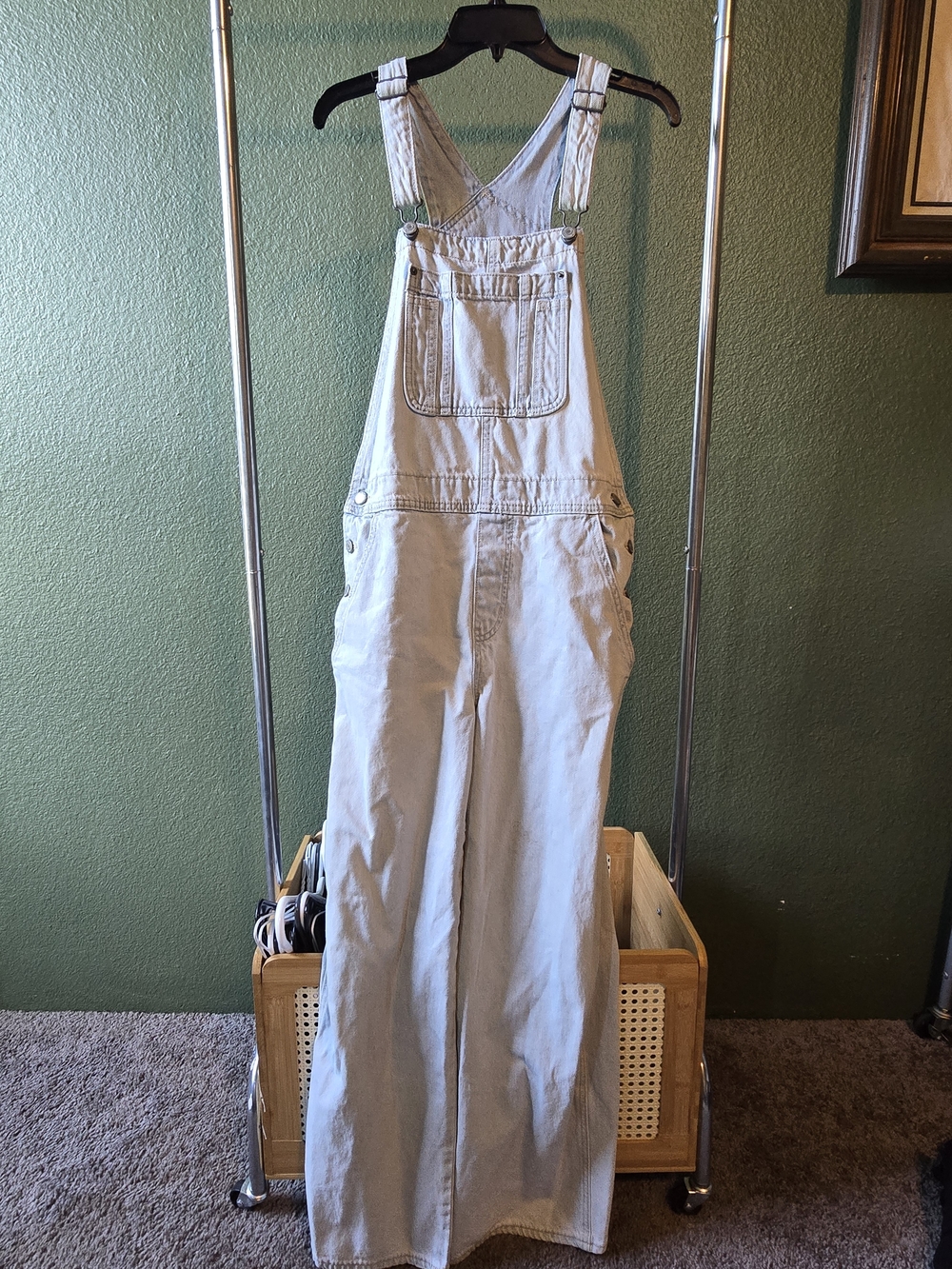 Women's Light Wash Wide-Leg Denim Overalls